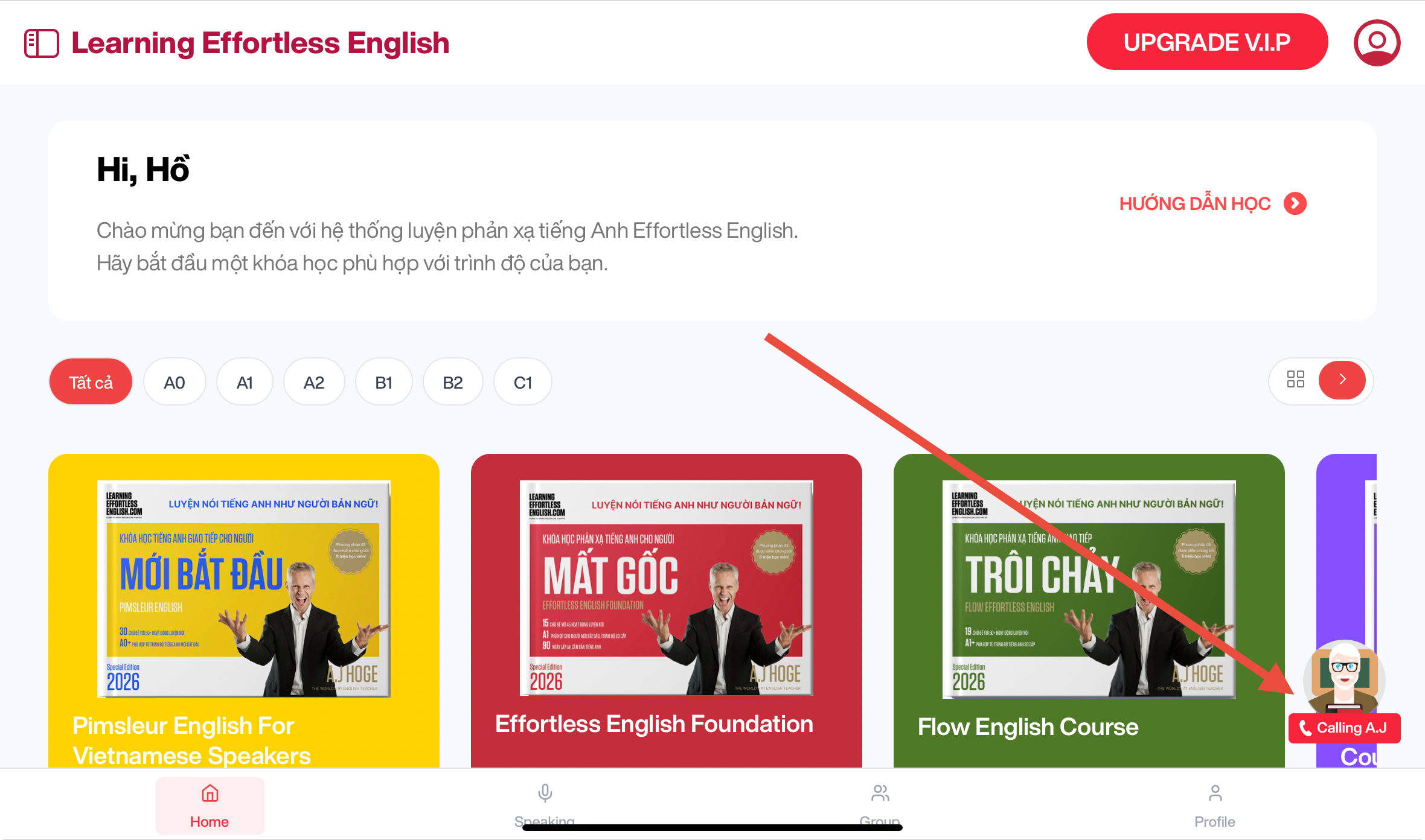 Hướng dẫn sử dụng tính năng Calling AJ trên hệ thống Learning ...
