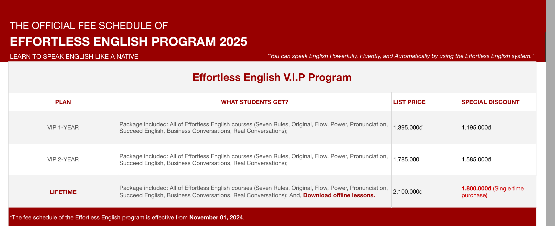 Effortless English VIP 2025